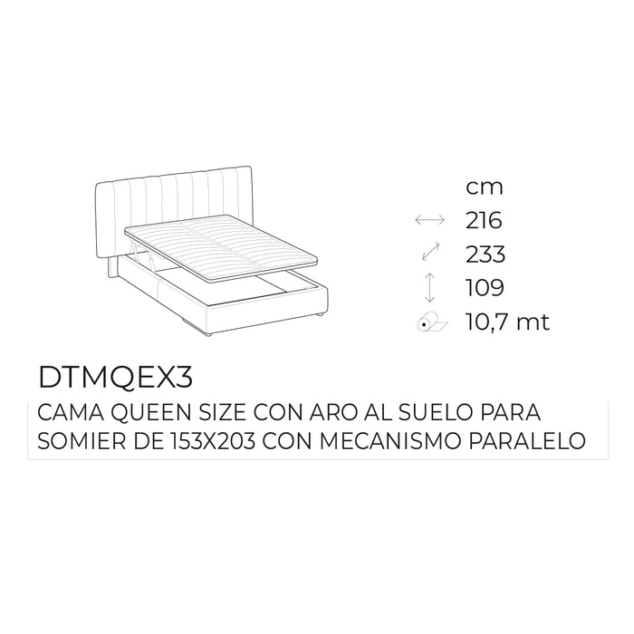 cama kilian queen size con aro al suelo y mecanismo paralelo