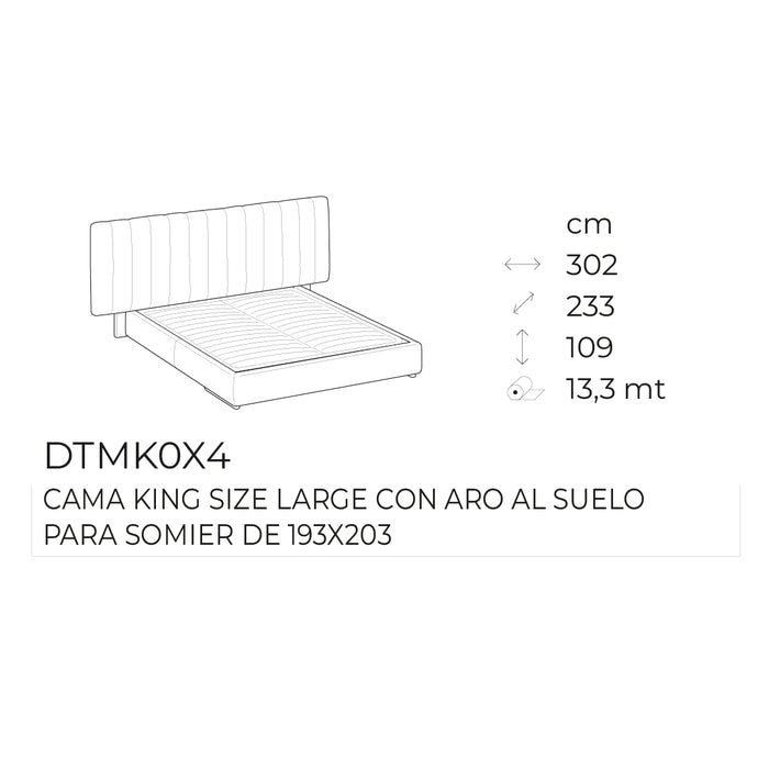 cama kilian king size large con aro al suelo