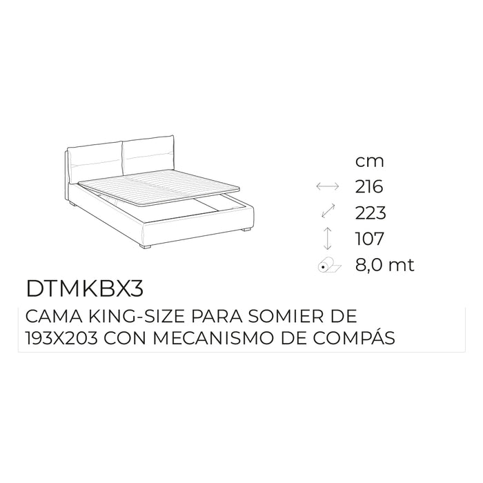 cama austin king size con mecanismo de compás