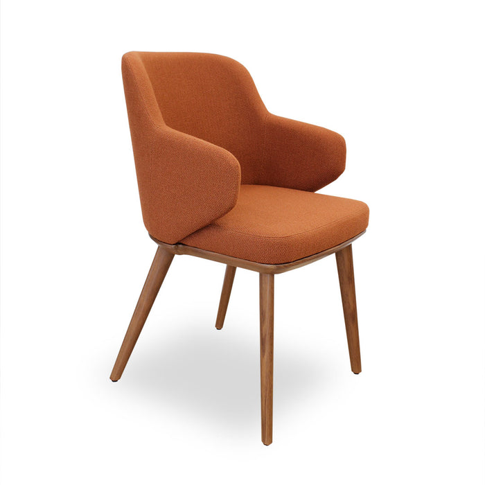 silla foyer con brazo nogal y terracota