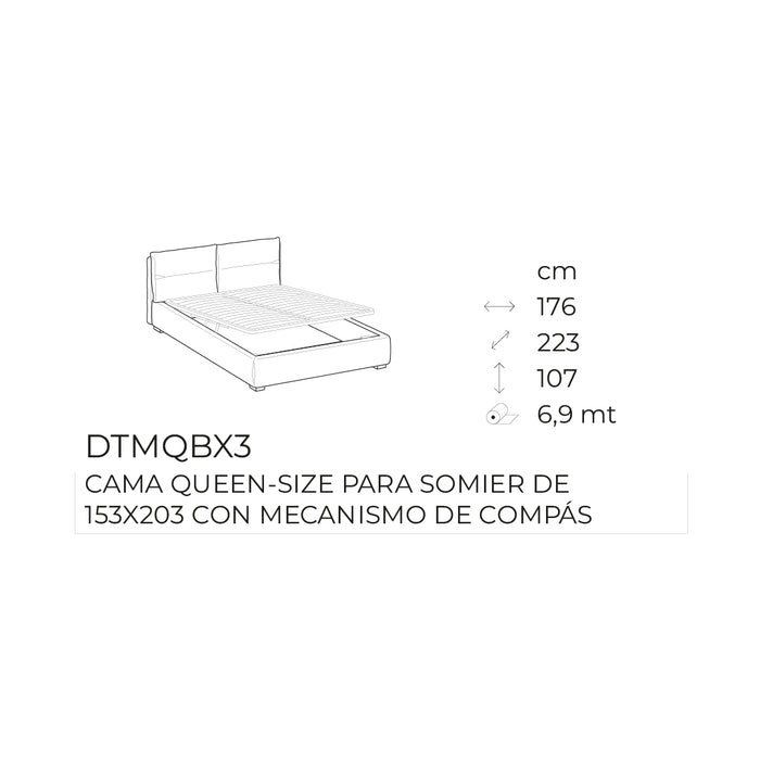 cama austin queen size con mecanismo de compás