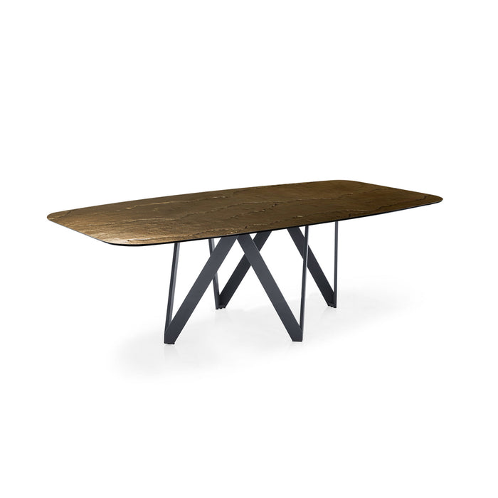mesa fija cartesio de cristal nilo bronze 200 cm