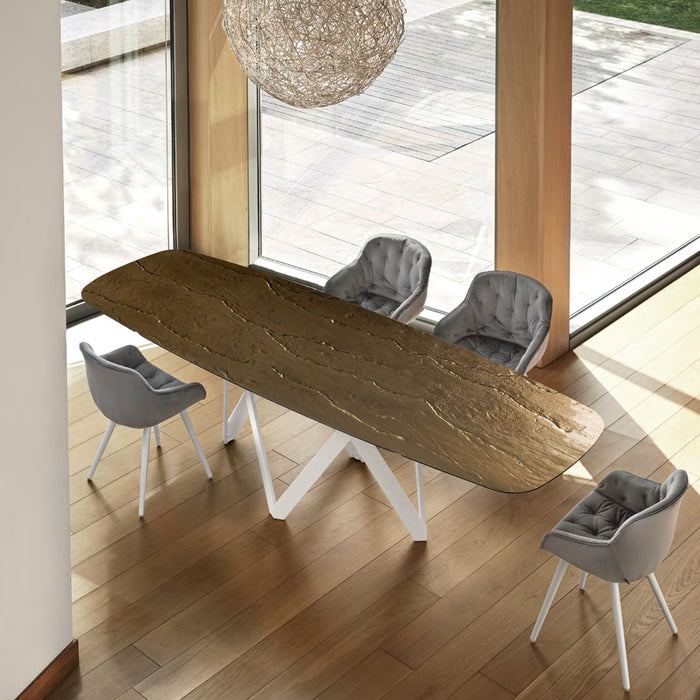 mesa fija cartesio de cristal nilo bronze 250 cm