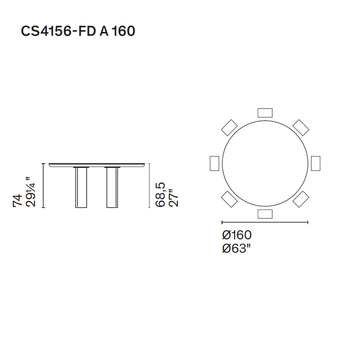 mesa Sandy circular fija FDA-160