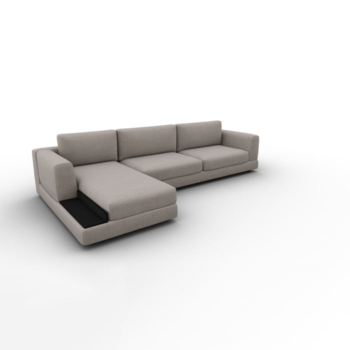 layla lateral 3 plazas y chaise longue izquierdo con brazo y bandeja