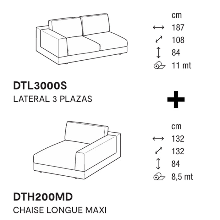 layla lateral 3 plazas y chaise longue derecho MAXI