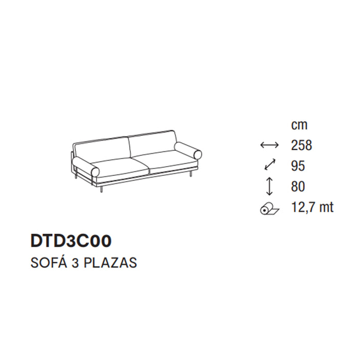 mies roll sofá 3 plazas