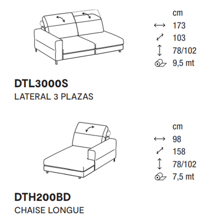 norma lateral 3 plazas con chaise longue derecho