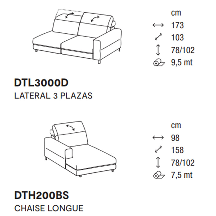 norma lateral 3 plazas con chaise longue izquierdo