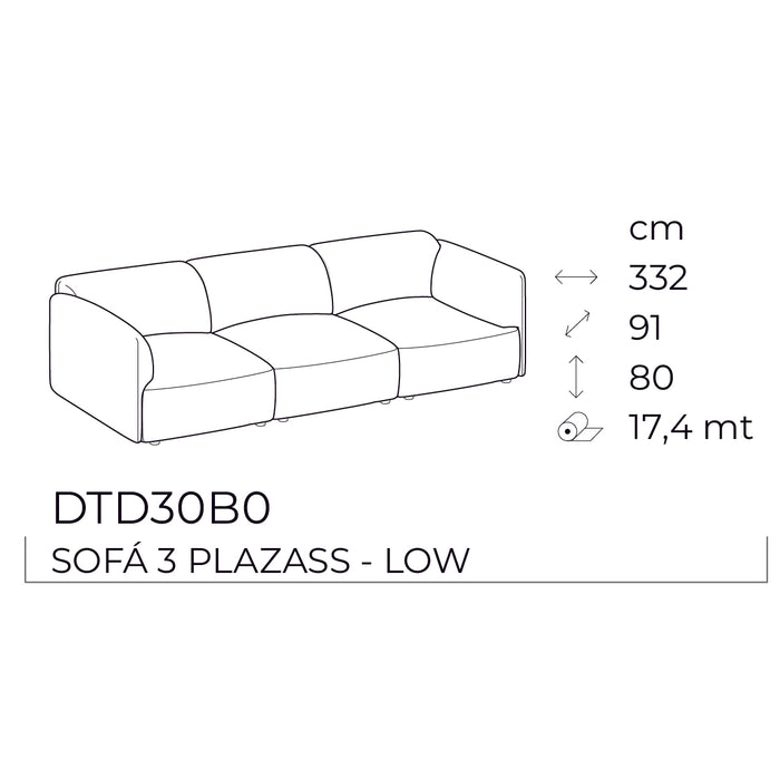 axis low sofá 3 plazas