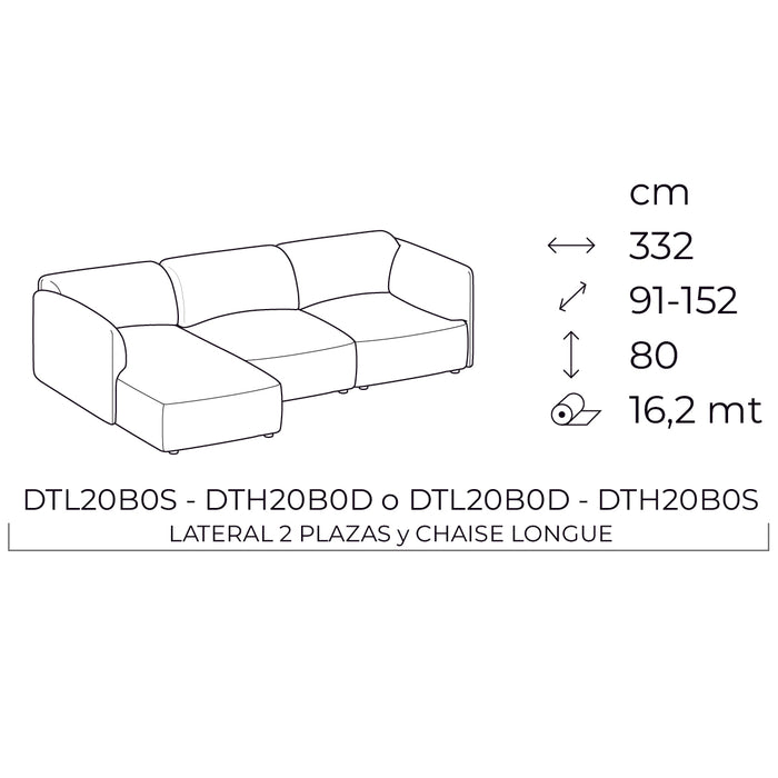 axis low sofá dos plazas con chaise lounge izquierdo