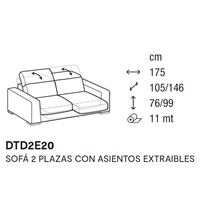 cast sofá 3 plazas maxi asientos extraibles