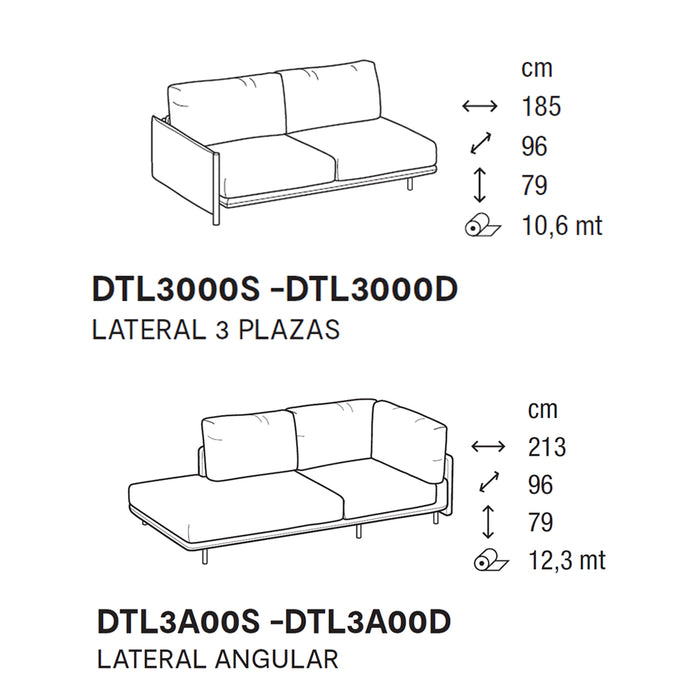 niki esquinero lateral 3 plazas y chaise angular derecho