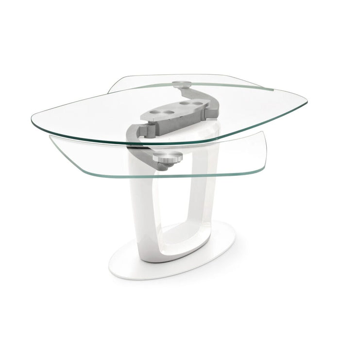 mesa orbital extraclaro transparente y base blanca 165 cm