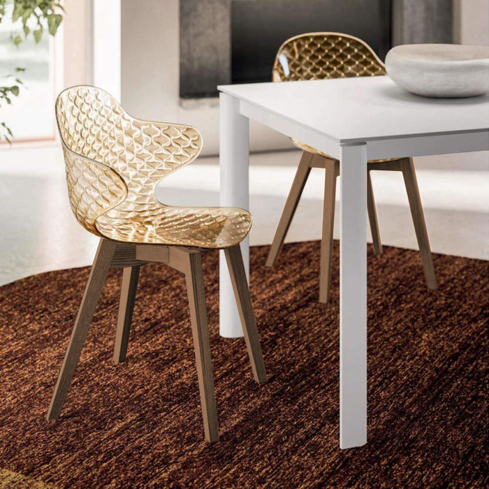 silla saint tropez ambar y base nogal