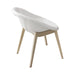 set de 7 sillas bloom madera y policarbonato blanco
